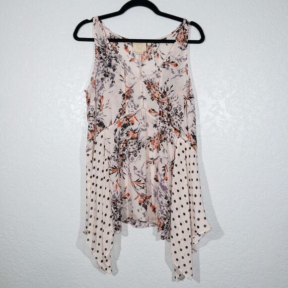 Vanessa Virginia x Anthropologie Pink Floral‎ Chiffon Tank Size Medium - Picture 2 of 8